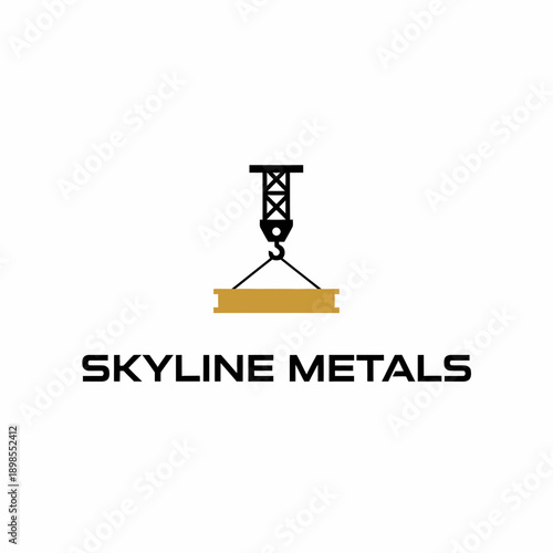 Industrial Construction Crane Lifting Steel Beam Logo