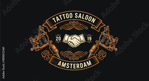 Tattoo Saloon Amsterdam Logo Design Element.