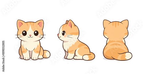 Cute Orange Kitten Character Vector in Multiple Poses