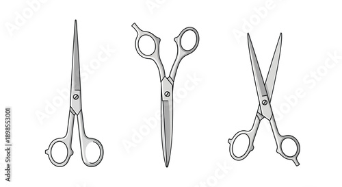 Three Pairs of Scissors in Different Positions.