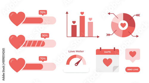 Love and Relationship Statistics with Hearts and Data Visualizations.