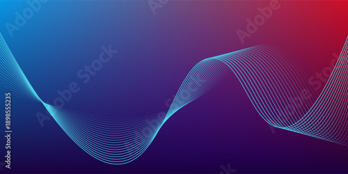 Blue purple red gradient mesh abstract background with wavy blended lines nice for wallpaper or banner