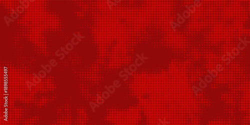 Abstract dots halftone red color pattern gradient texture with technology digital background. Suit for booklet, brochure, banner, poster, website, flyer, cover, corporate, backdrop. Vector EPS 10