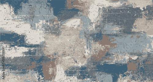 Abstract Artistic Background with Blue and Brown Oil Paint Strokes - Grunge Texture