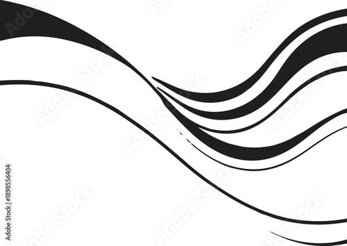 Minimal abstract background with calm flowing thick black lines, white background, timeless bold design pattern