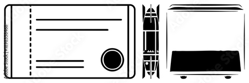 Vector of sleek tech gadget, control panel with dial, abstract interface, digital appliance, modern electronics, minimalist design.