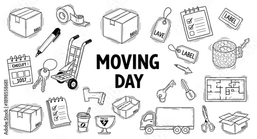 Moving Day Essentials: Boxes, Keys, Truck, and Tools for Relocation