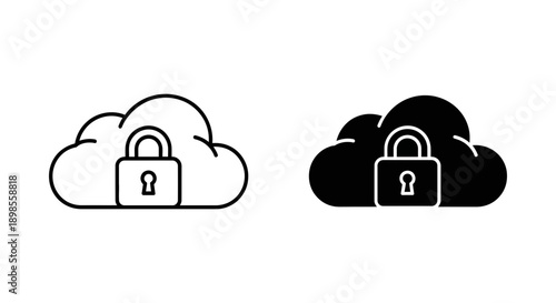 Cloud with a padlock icon, representing cloud security, data protection, privacy, and secure online storage.