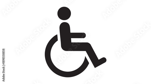 Black Wheelchair User Accessibility Icon Vector