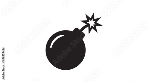 Black Lit Bomb Icon with Spark