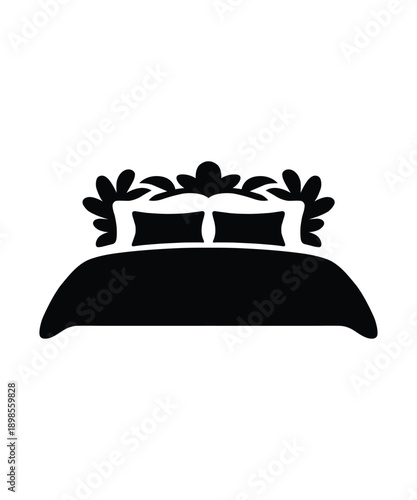 Decorative Luxury Bed Icon Isolated on White Background.