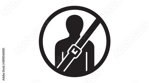 Black Silhouette Seatbelt Icon Vector