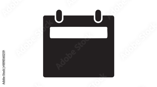Black Calendar Icon Vector on White Background