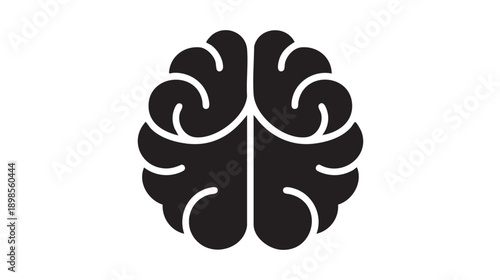 Black Brain Icon Vector Illustration on White Background