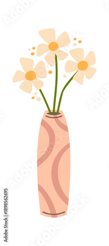 Daisy flower in ceramic vase