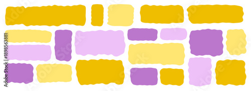 Pastel wavy rectangle shape pack in yellow and purple