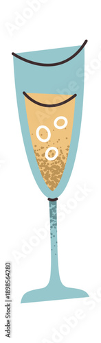 Glass of champagne sticker design