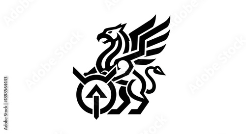 Stylized griffin illustration on white background