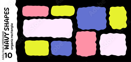 Vibrant pastel rectangle shape pack with wavy edges