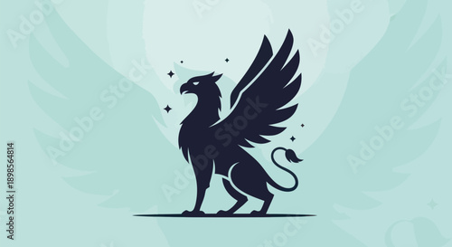 Stylized griffin silhouette on gradient background