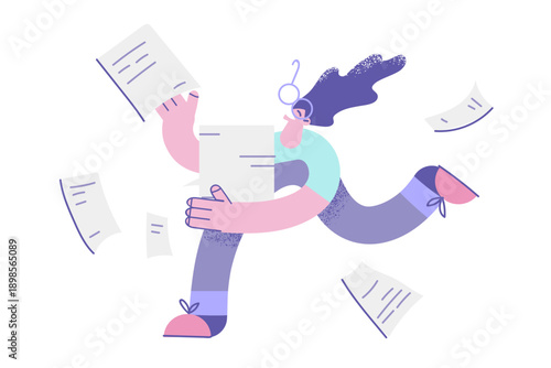 Happy girl run with paperwork excited with good news