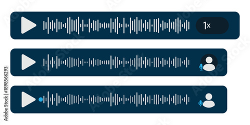 Voice Message Player UI kit, whatsapp Voice Message, Voice Message Set, Audio Sound Wave with Playback Controls. 