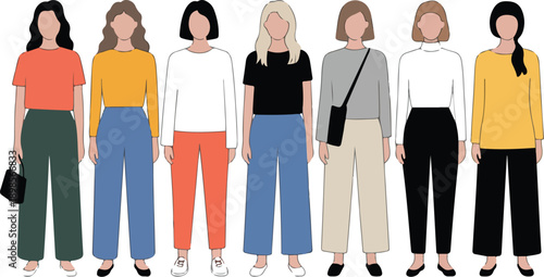 Modern Women Fashion Vector Set Casual Outfit Trends