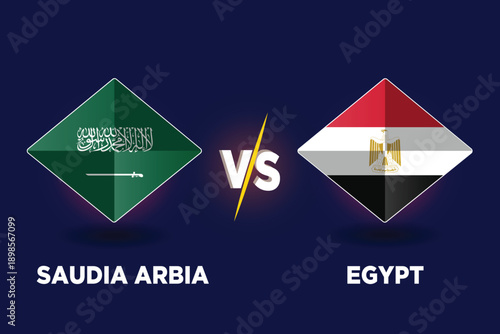 Saudi Arabia vs Egypt in Football Competition vector illustration design.