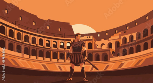 Charismatic patriot in Italy historical building at with sunset view vector illustration 