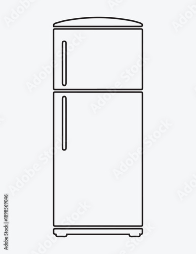 Simple Outline of a Two-Door Refrigerator with Freezer Compartment