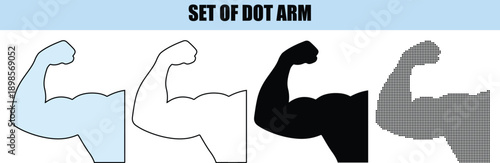 Flexed Arm Dot Art Set white background