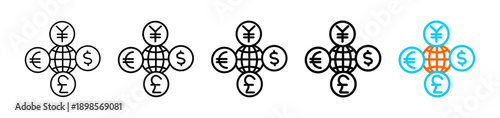 CURRENCY icon set multiple style collection	