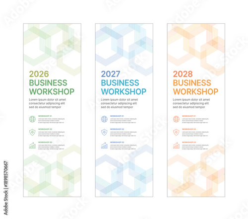 Modern business banner templates with abstract geometric patterns. Perfect for workshops, events, conferences, presentations, or branding projects, combining style and professionalism.