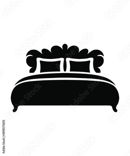 Luxury Bed Icon for Hotel Bedroom Design.