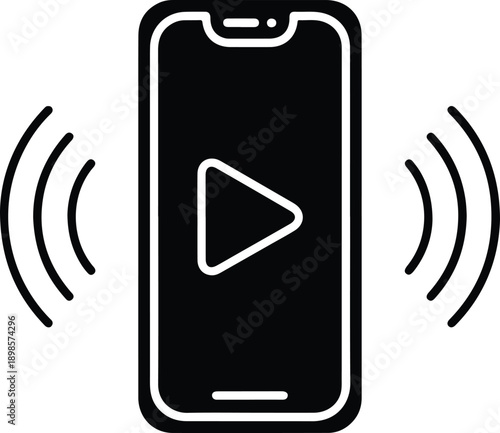Smartphone video play silhouette vector icon