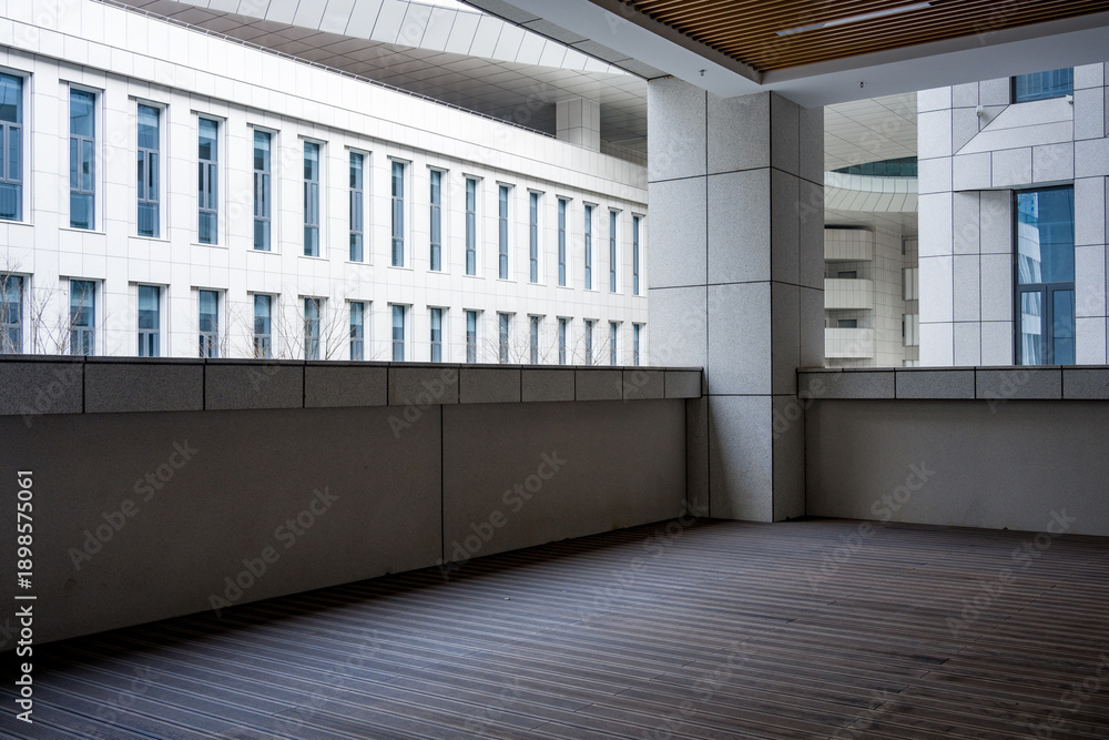 Naklejka premium Terrace and building of modern architecture