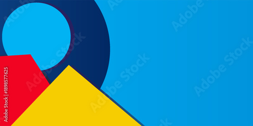 Abstract colored paper texture background. Minimal geometric shapes and lines in light blue, navy, red and yellow colors