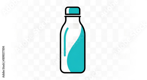 A simple line drawing of a bottle with a teal cap and accent a transparent background