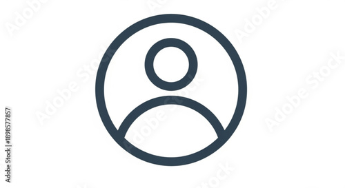 A minimalist icon of a persons head and shoulders in a circle