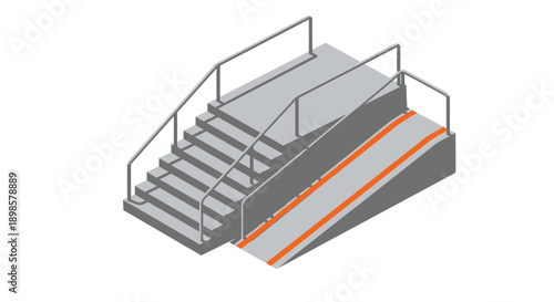 Accessible Ramp and Stairs Combination for Universal Design.