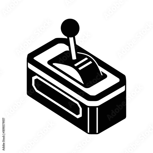 Black and white isometric illustration of a car gear shifter.