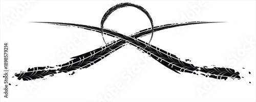 Tire Track Silhouette Vector High-Quality Black and White Icon. modern