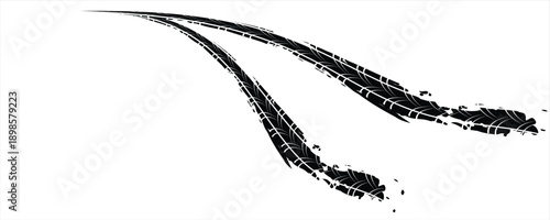Tire Track Silhouette Vector High-Quality Black and White Icon. modern