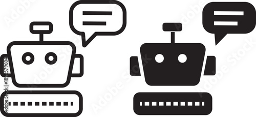 Robot assistant icon in filled, thin line, outline and stroke style. robot icons vector. Futuristic cute help bots in minimalistic style