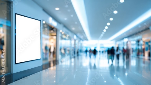 Wallpaper Mural Blank Advertisement Billboard Mockup in Modern Shopping Mall with Blurred People, Ideal for Marketing Campaigns Torontodigital.ca