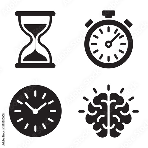 Time priority focus silhouette vector illustration for task management
