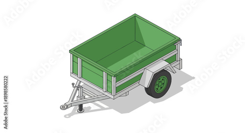 Green Utility Trailer Isometric View for Hauling and Transport.