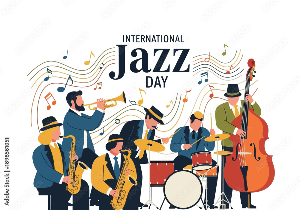 Obraz premium Jazz band playing music together on International Jazz Day celebration.