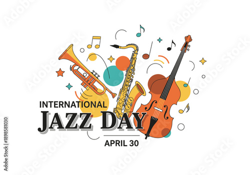 International Jazz Day Celebration with Musical Instruments.