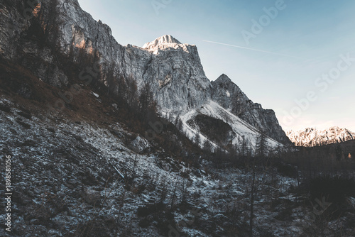 Bild auf Leinwand early morning in triglav national park with heights view